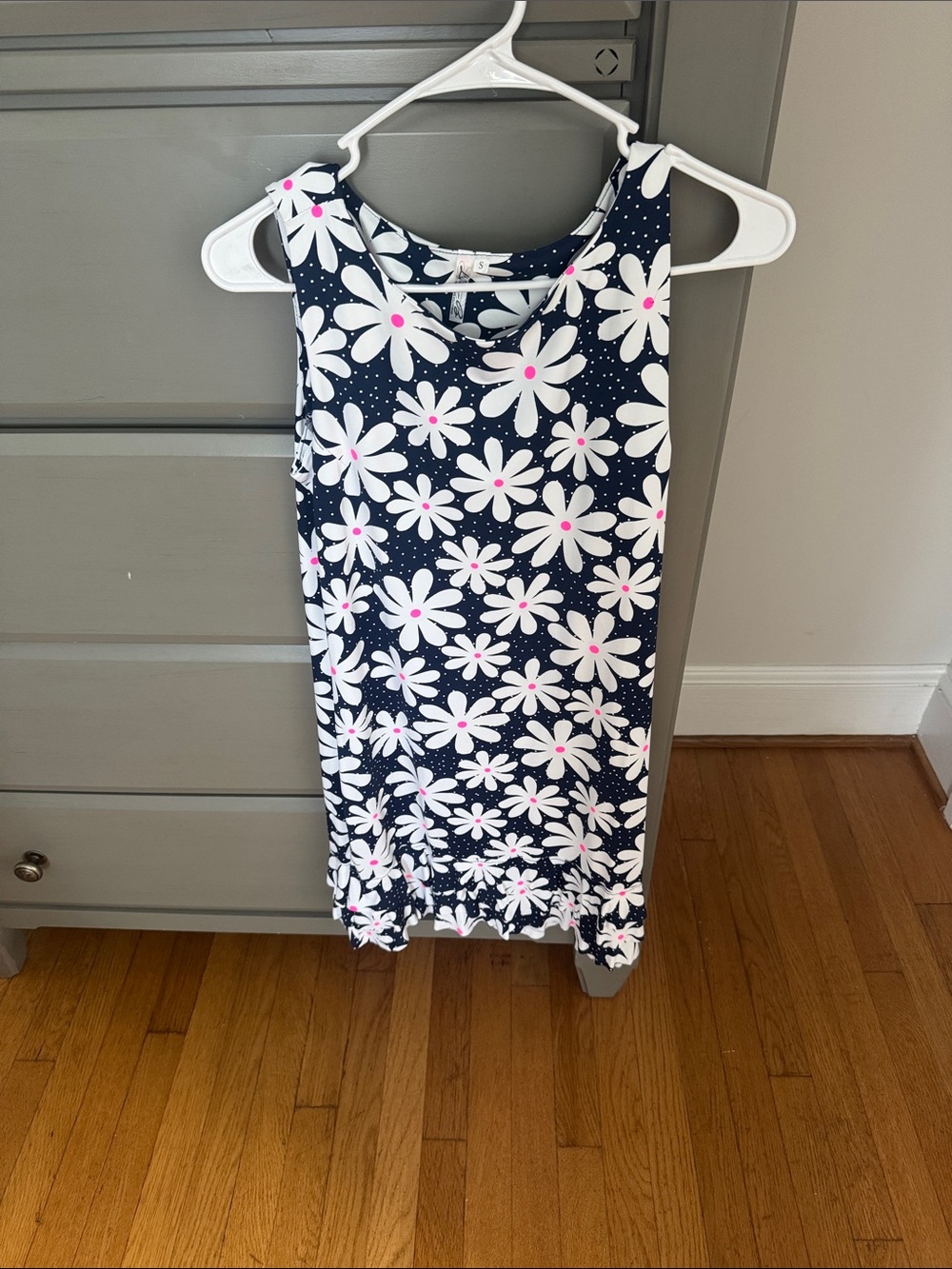 Lulu-B Navy Floral Tank with Pink Centers